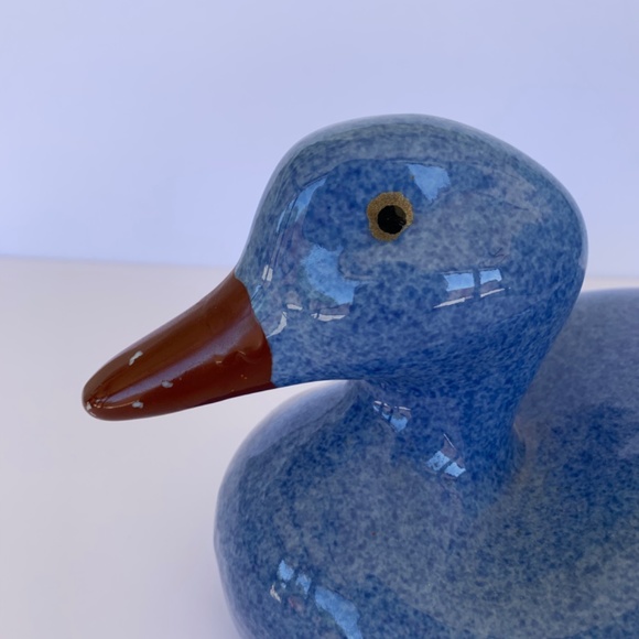 Duck, blue, glazed ceramic, Vintage - Picture 7 of 8
